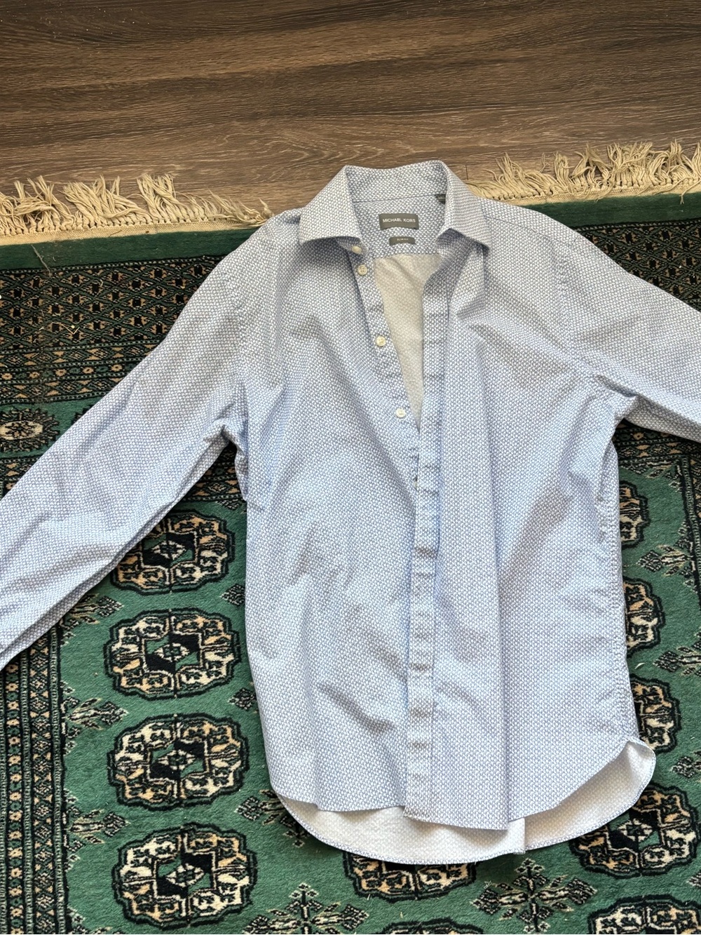 Michael Kors Blue and white Micro-Pattern Dress Shirt